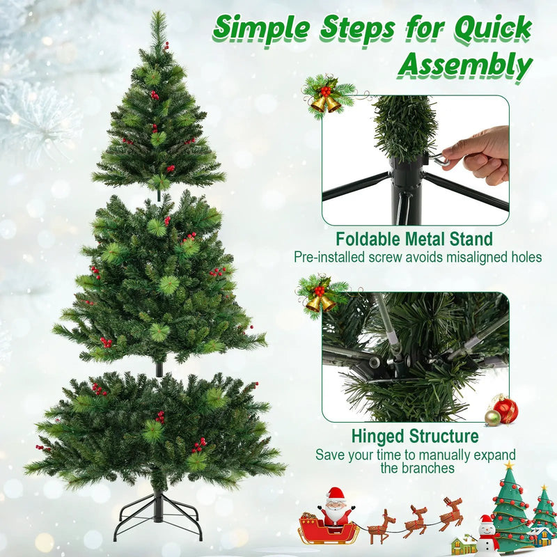 6/7/8 Feet Pre-Lit Artificial Christmas Tree with 300/400/500 LED Lights by DirectDeals