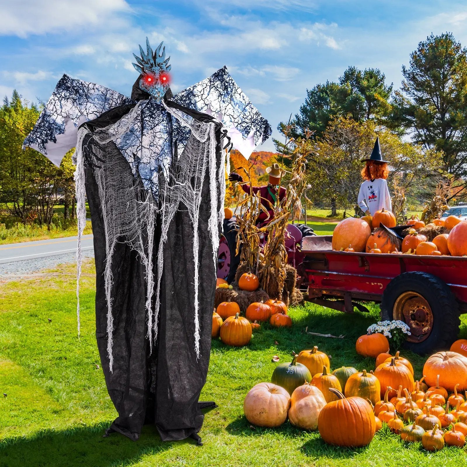 6ft Halloween Animatronic Decoration with Light Up Eyes Posable Wings and Arms by DirectDeals