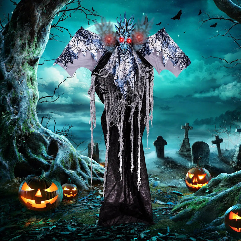 6ft Halloween Animatronic Decoration with Light Up Eyes Posable Wings and Arms by DirectDeals