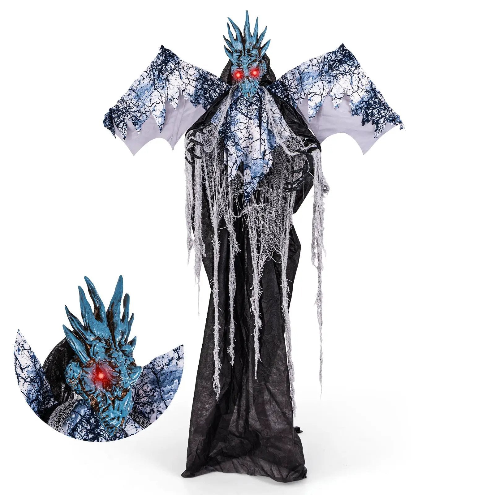 6ft Halloween Animatronic Decoration with Light Up Eyes Posable Wings and Arms by DirectDeals