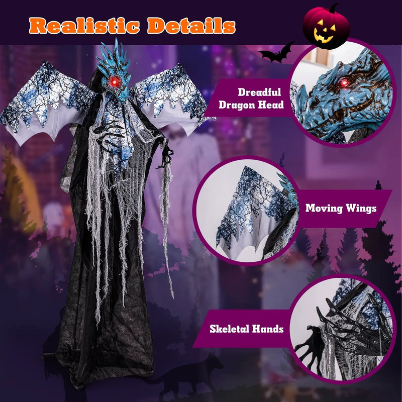 6ft Halloween Animatronic Decoration with Light Up Eyes Posable Wings and Arms by DirectDeals