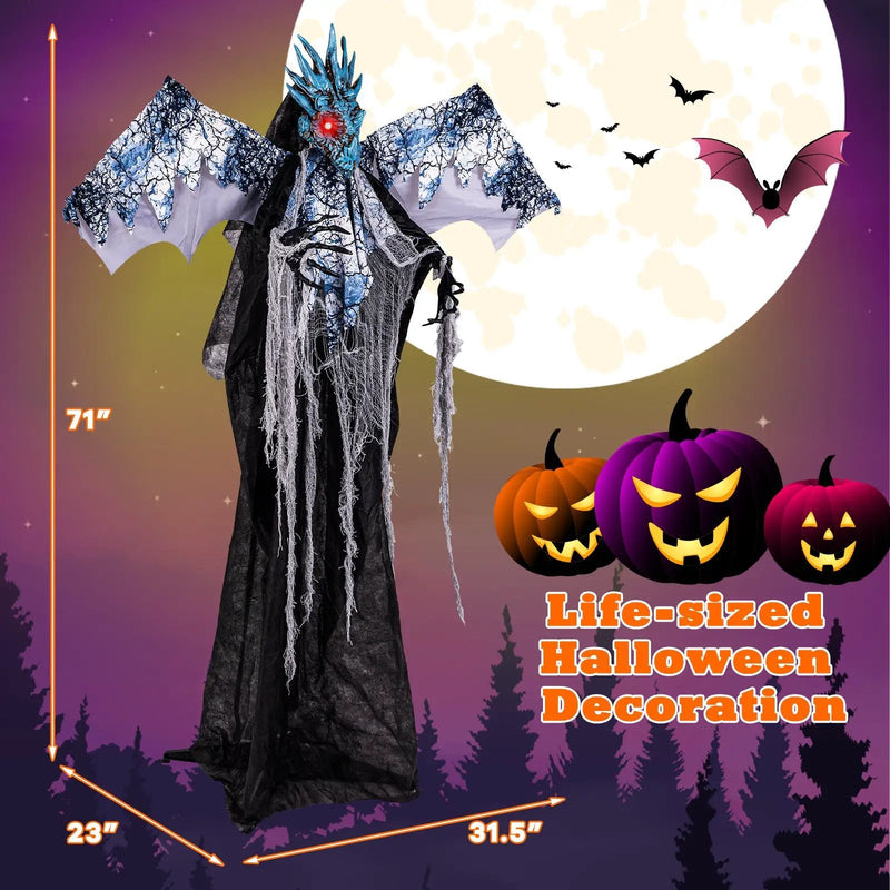 6ft Halloween Animatronic Decoration with Light Up Eyes Posable Wings and Arms by DirectDeals