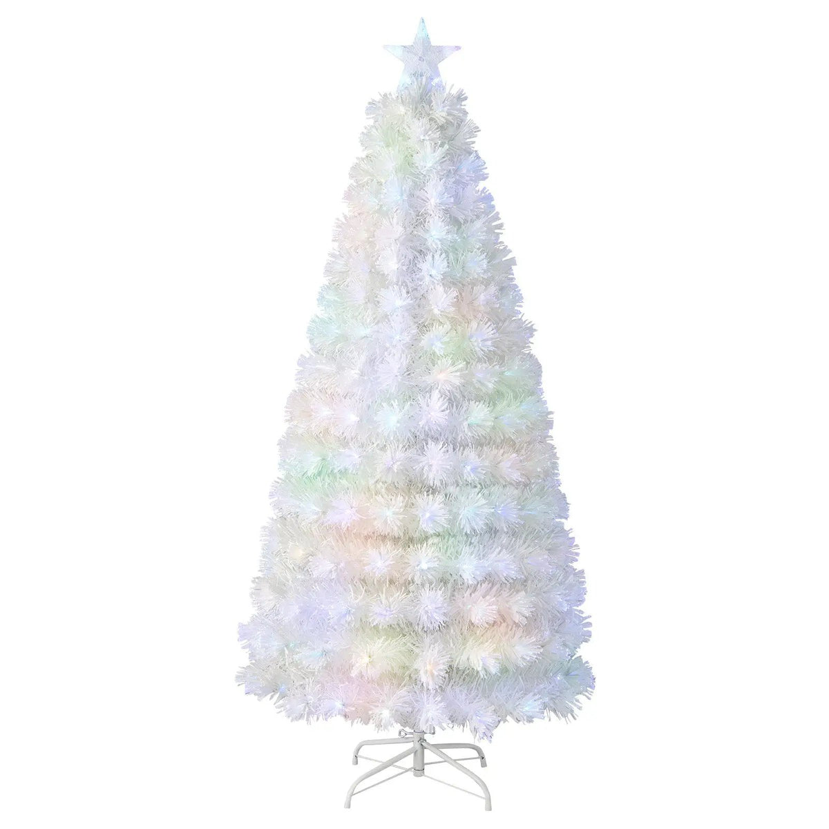 6/7 Feet Pre-Lit Fiber Optic White Snow-Flocked Artificial Christmas Tree, photo 19 of 24
