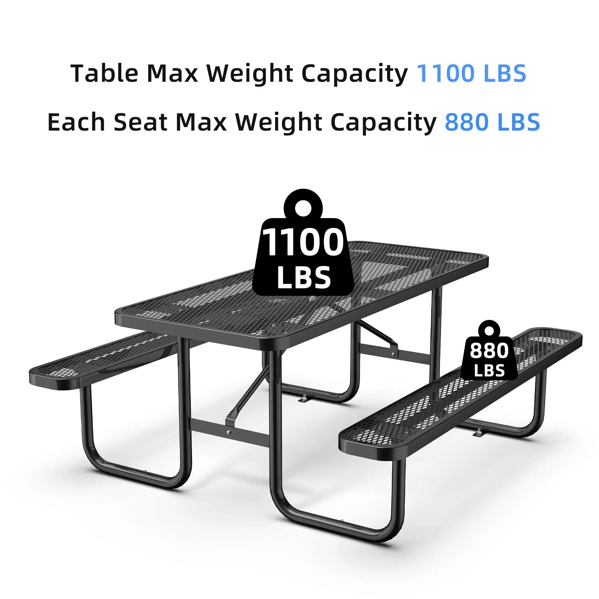 6 ft Metal Picnic Tables for Outdoors by Chery Industrial