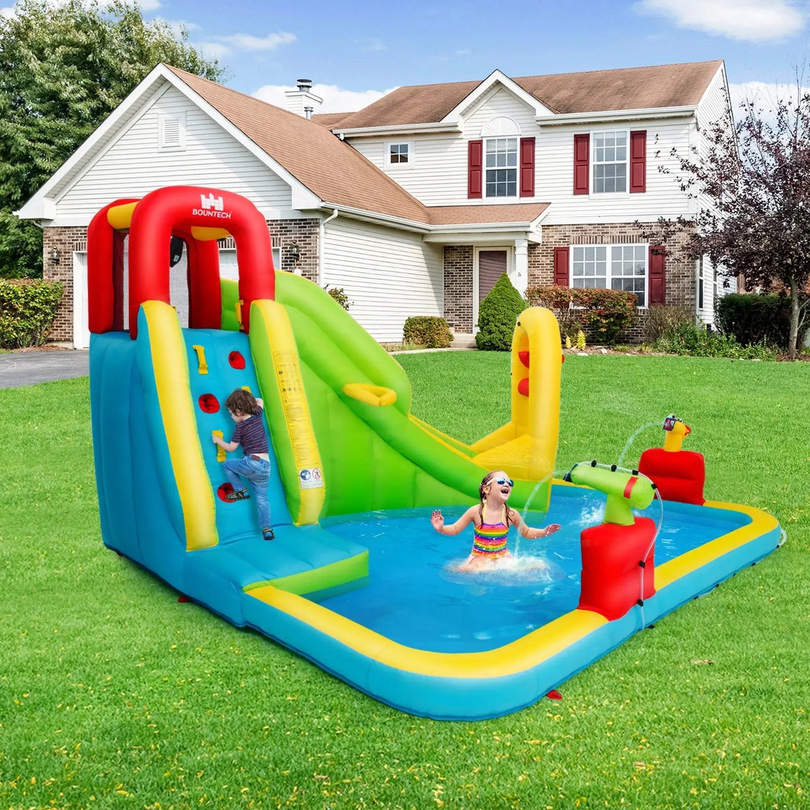 Inflatable Splash Jump Slide Water Bounce without Blower by DirectDeals
