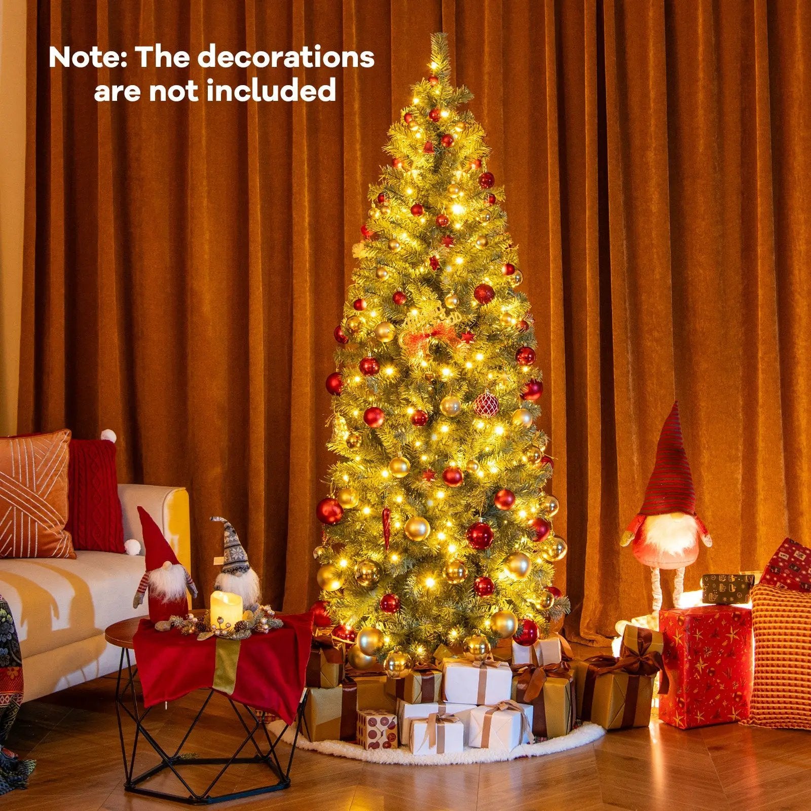 Pre-Lit Blue Artificial Christmas Tree Slim with 9 Lighting Modes by DirectDeals