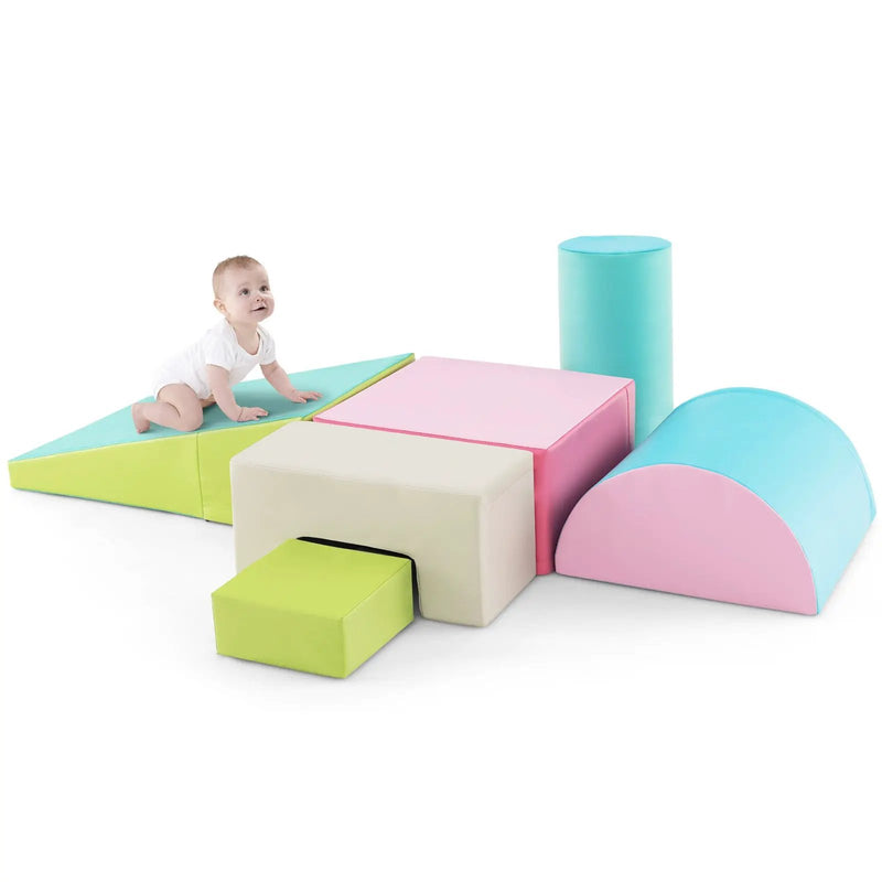 6 Pieces Foam Climbing Blocks Indoor Climb and Crawl Activity Playset with Rectangles by DirectDeals