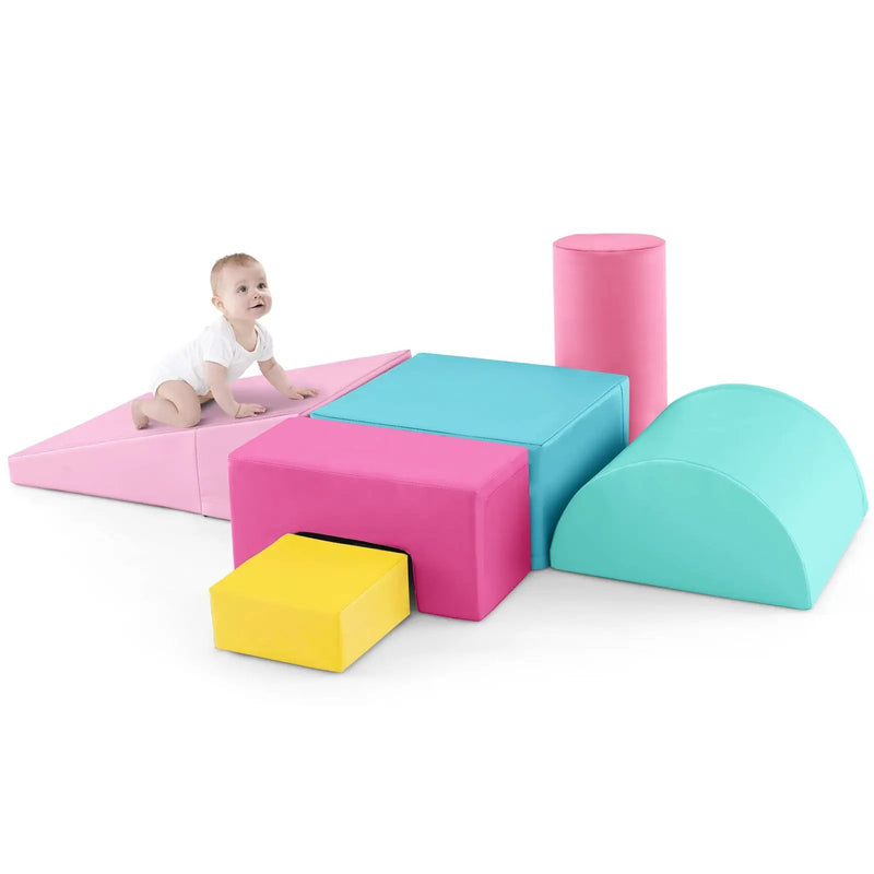 6 Pieces Foam Climbing Blocks Indoor Climb and Crawl Activity Playset with Rectangles by DirectDeals
