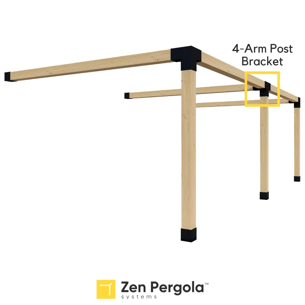 Pergola 4-Arm Post Bracket (for 6x6 Wood Posts) by Zen Pergolas
