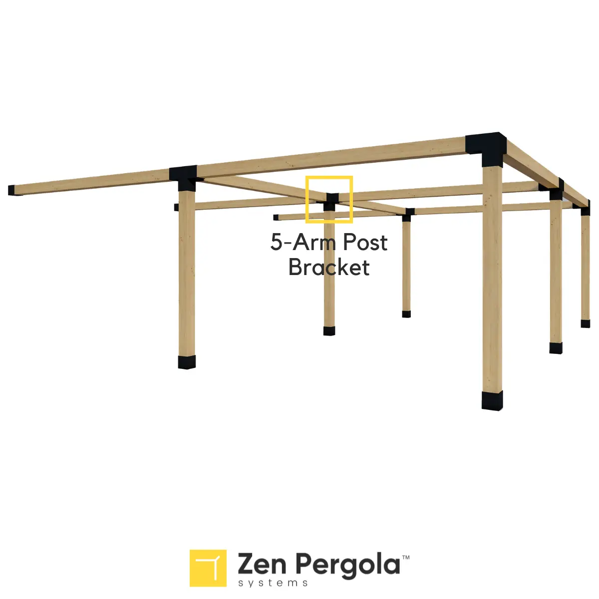 Pergola 5-Arm Post Bracket (for 6x6 Wood Posts) by Zen Pergolas