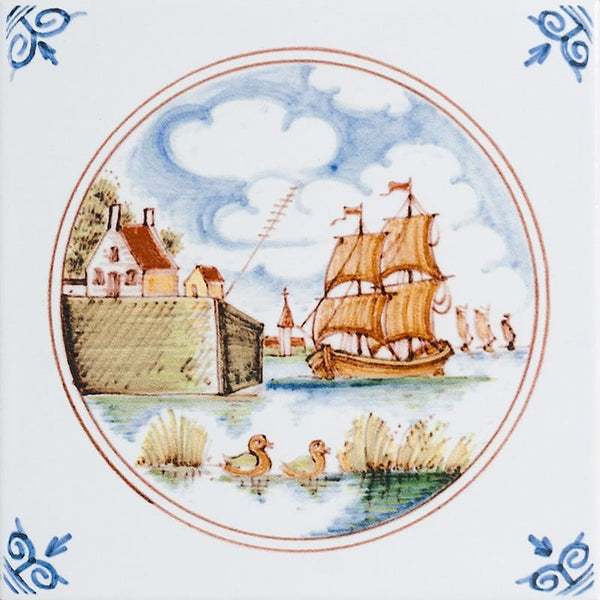 6x6 Ship Scenes In Circle Poly On Whi