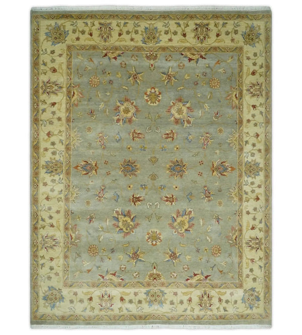 6x8 Fine Hand Knotted Silver and Ivory Traditional Vintage Persian Style Antique Wool Rug