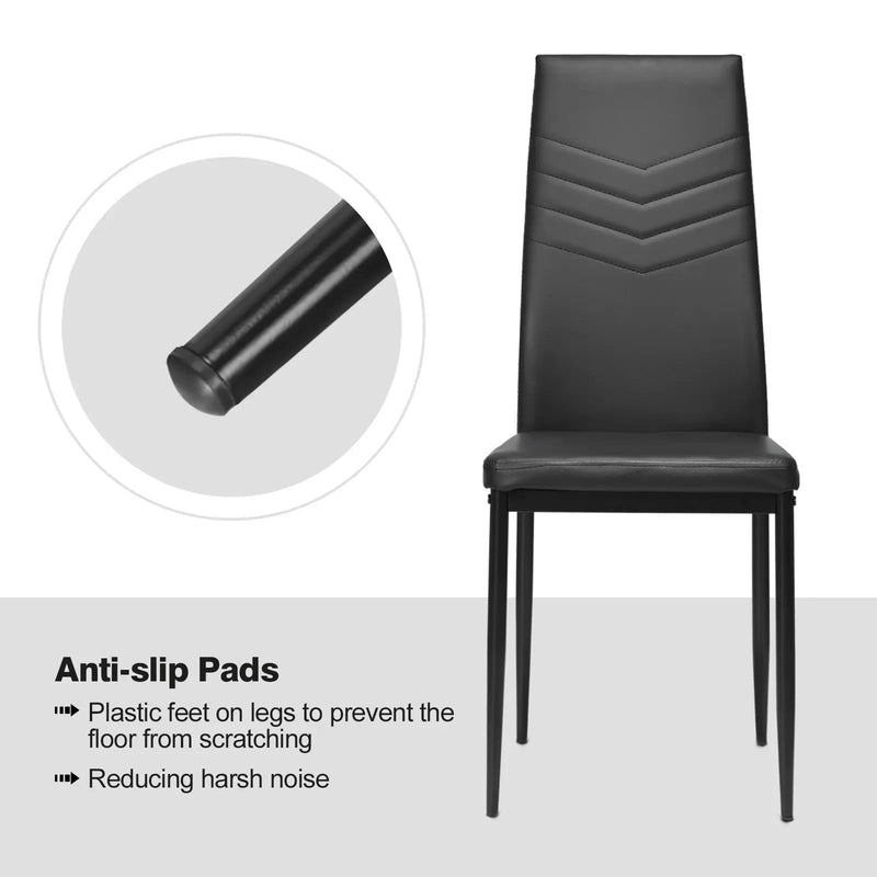 Set of 4 High Back Dining Chairs with PVC Leather and Non-Slip Feet Pads by DirectDeals