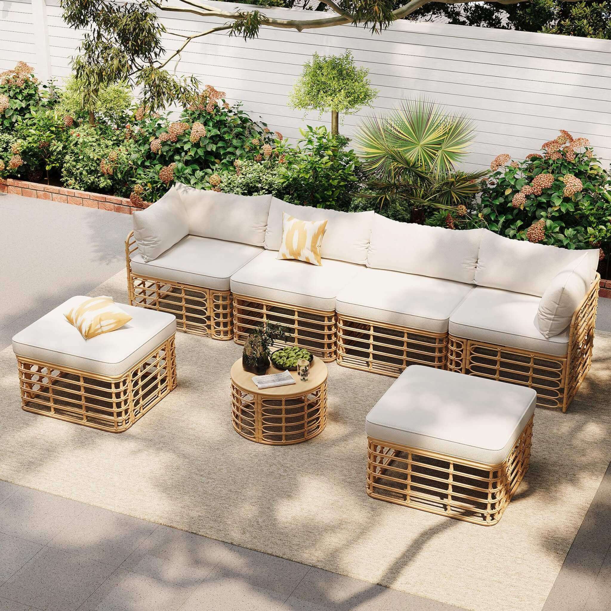 Alora 7-Piece Outdoor All-Weather Rattan Patio Sofa Set With Cushions (SAK47230) by SAKSBY WHOLESALE