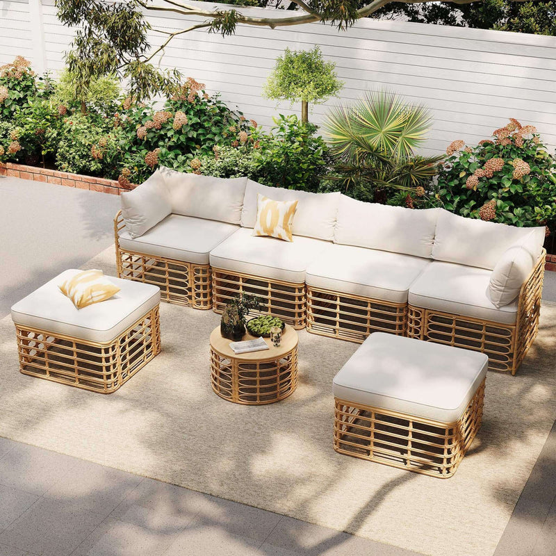 Alora 7-Piece Outdoor All-Weather Rattan Patio Sofa Set With Cushions (SAK47230) by SAKSBY WHOLESALE