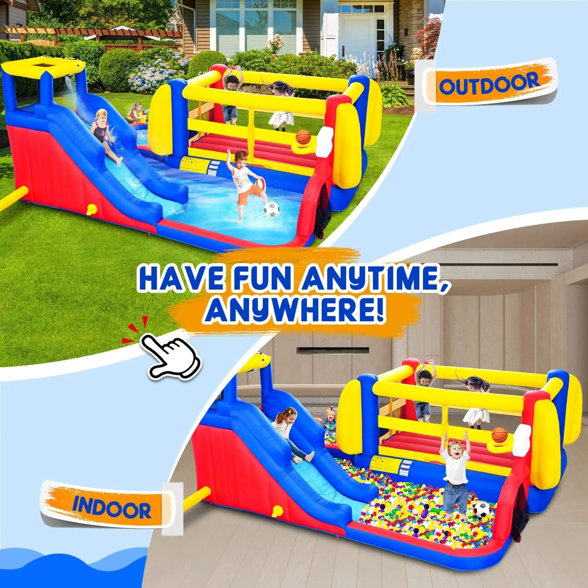 7-in-1 Inflatable Water Park with Slide, Pool, And Bounce House (SAK74216) by SAKSBY WHOLESALE
