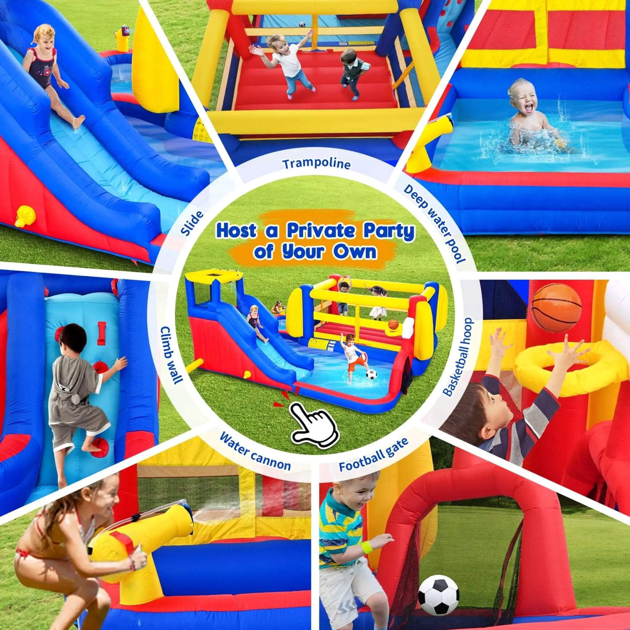 7-in-1 Inflatable Water Park with Slide, Pool, And Bounce House (SAK74216) by SAKSBY WHOLESALE