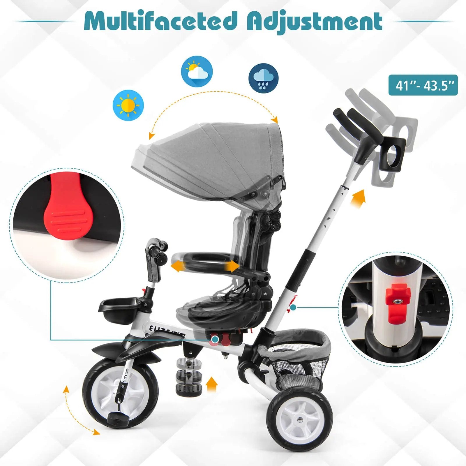 7-in-1 Detachable Baby Stroller with Canopy and Safety Harness by DirectDeals