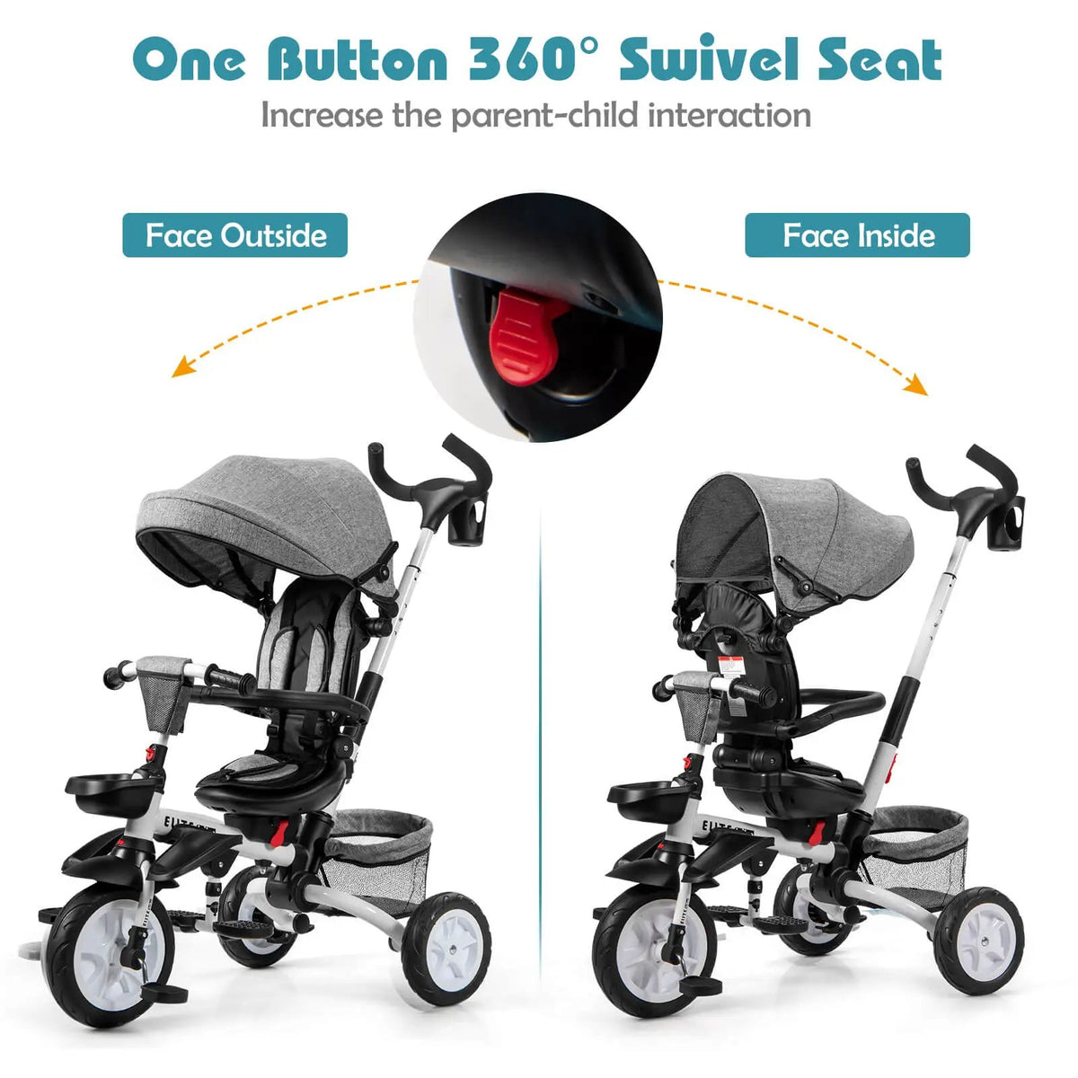 7-in-1 Detachable Baby Stroller with Canopy and Safety Harness, photo 15 of 32