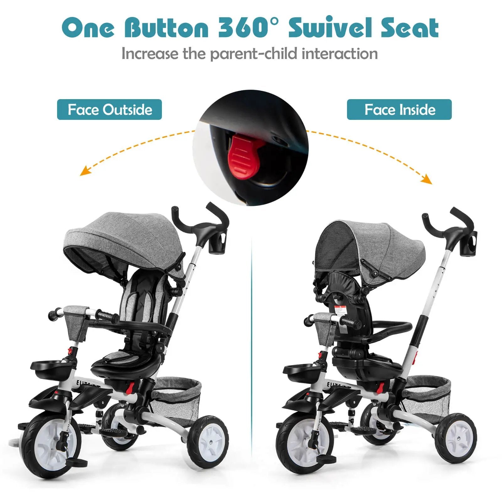 7-in-1 Detachable Baby Stroller with Canopy and Safety Harness by DirectDeals