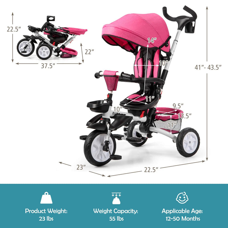 7-in-1 Detachable Baby Stroller with Canopy and Safety Harness by DirectDeals