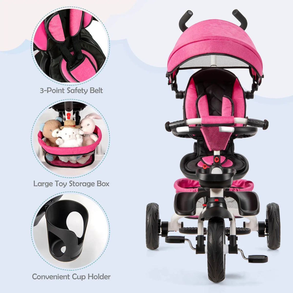 7-in-1 Detachable Baby Stroller with Canopy and Safety Harness, photo 10 of 32
