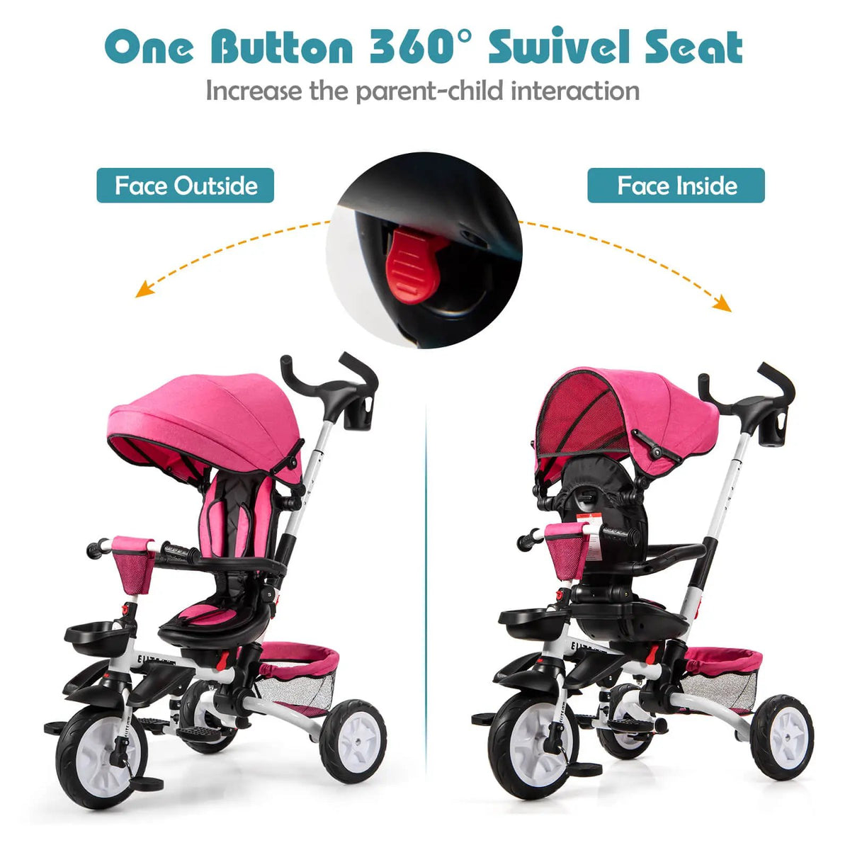 7-in-1 Detachable Baby Stroller with Canopy and Safety Harness, photo 13 of 32
