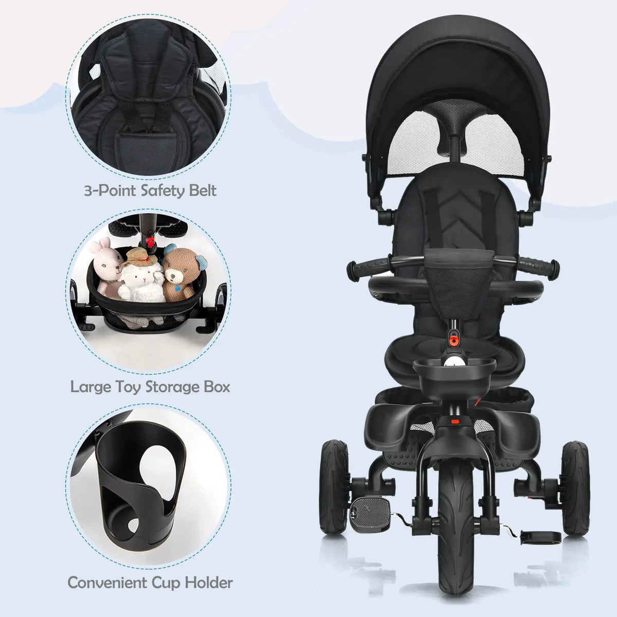 7-in-1 Detachable Baby Stroller with Canopy and Safety Harness, photo 11 of 32