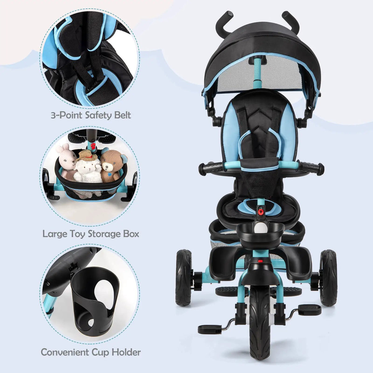 7-in-1 Detachable Baby Stroller with Canopy and Safety Harness, photo 9 of 32