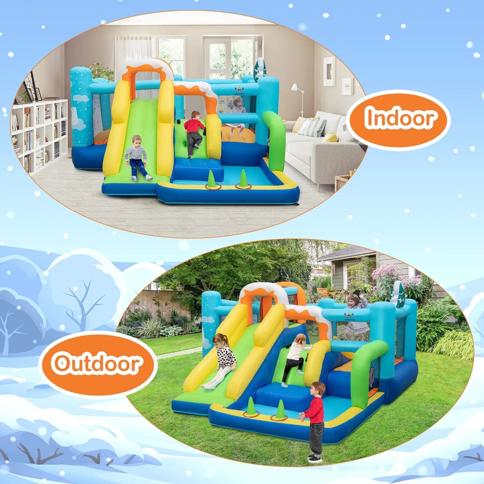 7-in-1 Kids Inflatable Bounce House with Jumping Area without Blower by DirectDeals
