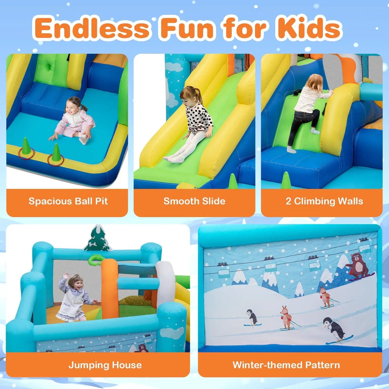 7-in-1 Kids Inflatable Bounce House with Jumping Area without Blower by DirectDeals