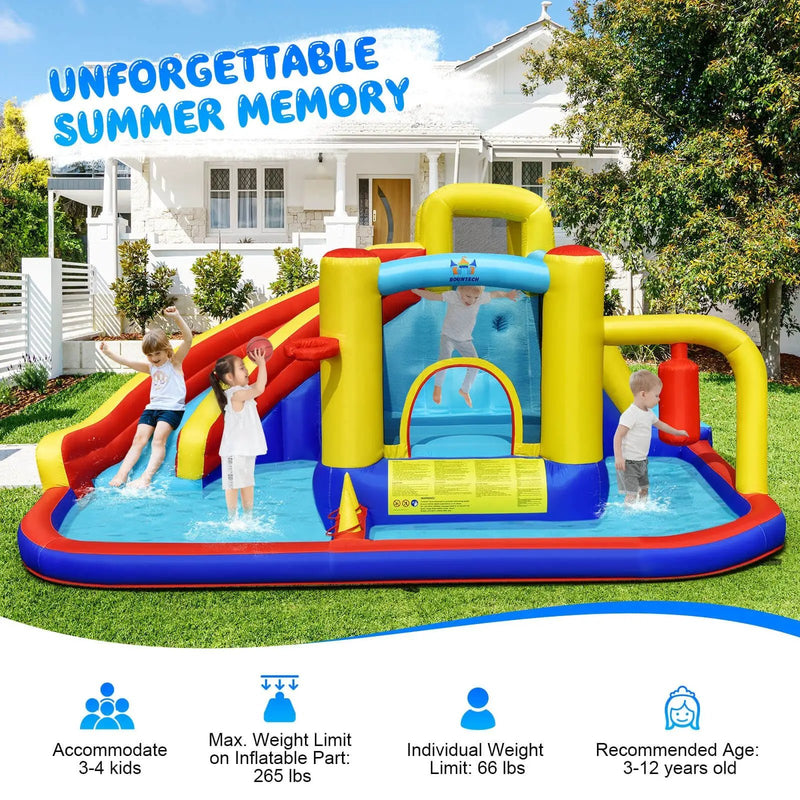 7-in-1 Inflatable Water Slide with 735W Air Blower and Splash Pool by DirectDeals
