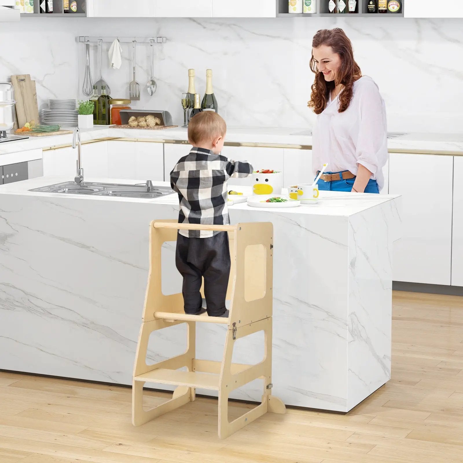 7-in-1 Toddler Climbing Toy Connected Table and Chair Set for Boys and Girls Aged 3-14 Years Old by DirectDeals