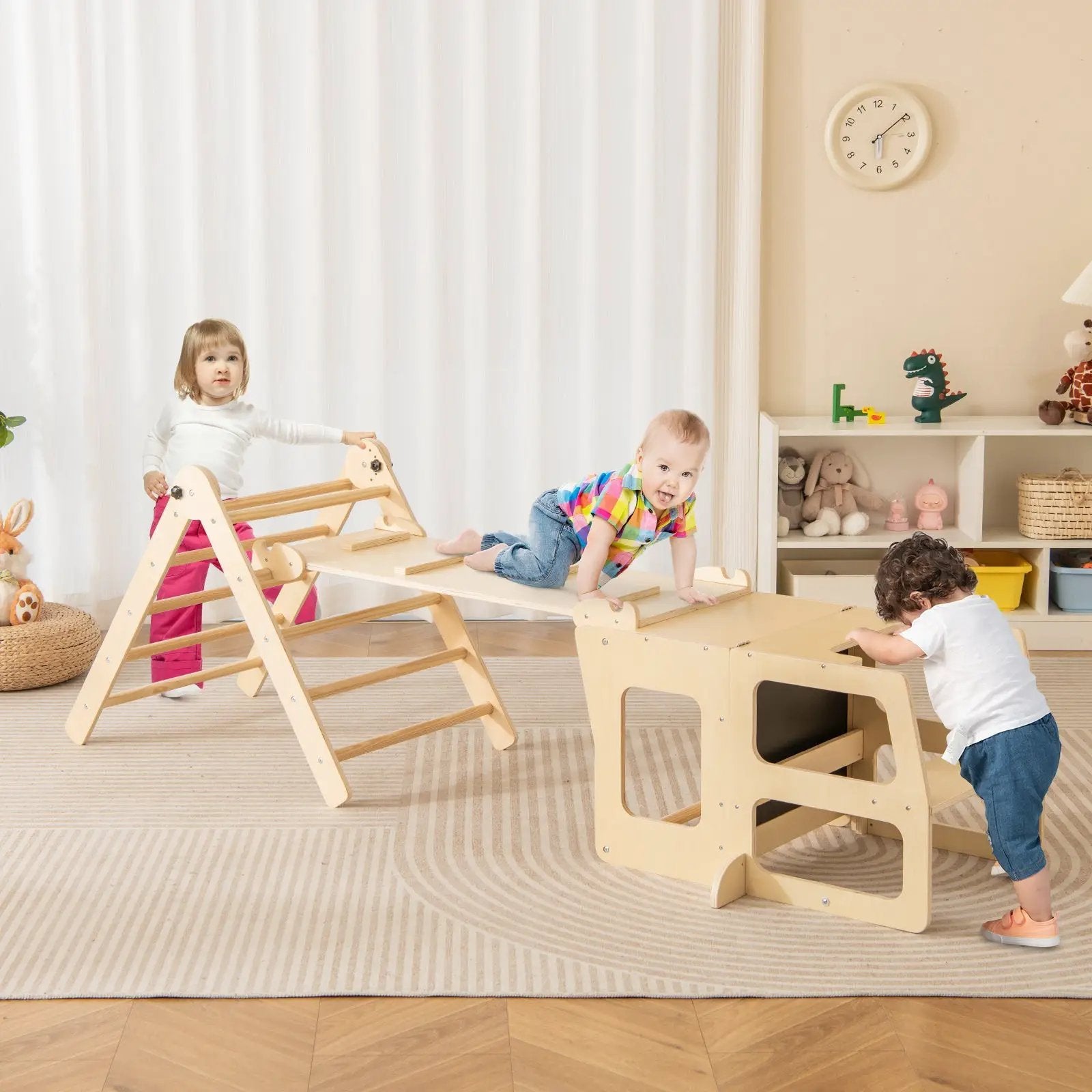 7-in-1 Toddler Climbing Toy Connected Table and Chair Set for Boys and Girls Aged 3-14 Years Old by DirectDeals