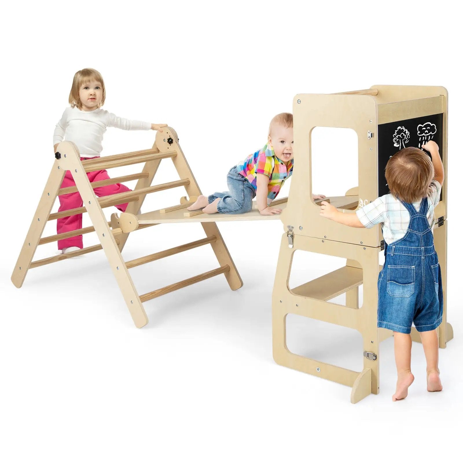 7-in-1 Toddler Climbing Toy Connected Table and Chair Set for Boys and Girls Aged 3-14 Years Old by DirectDeals