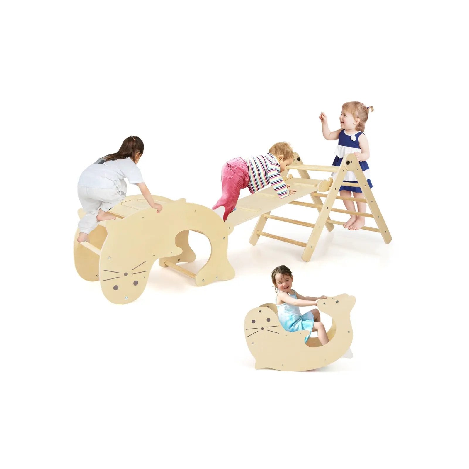 7-in-1 Indoor Climbing Toys for Toddlers with Reversible Ramp by DirectDeals