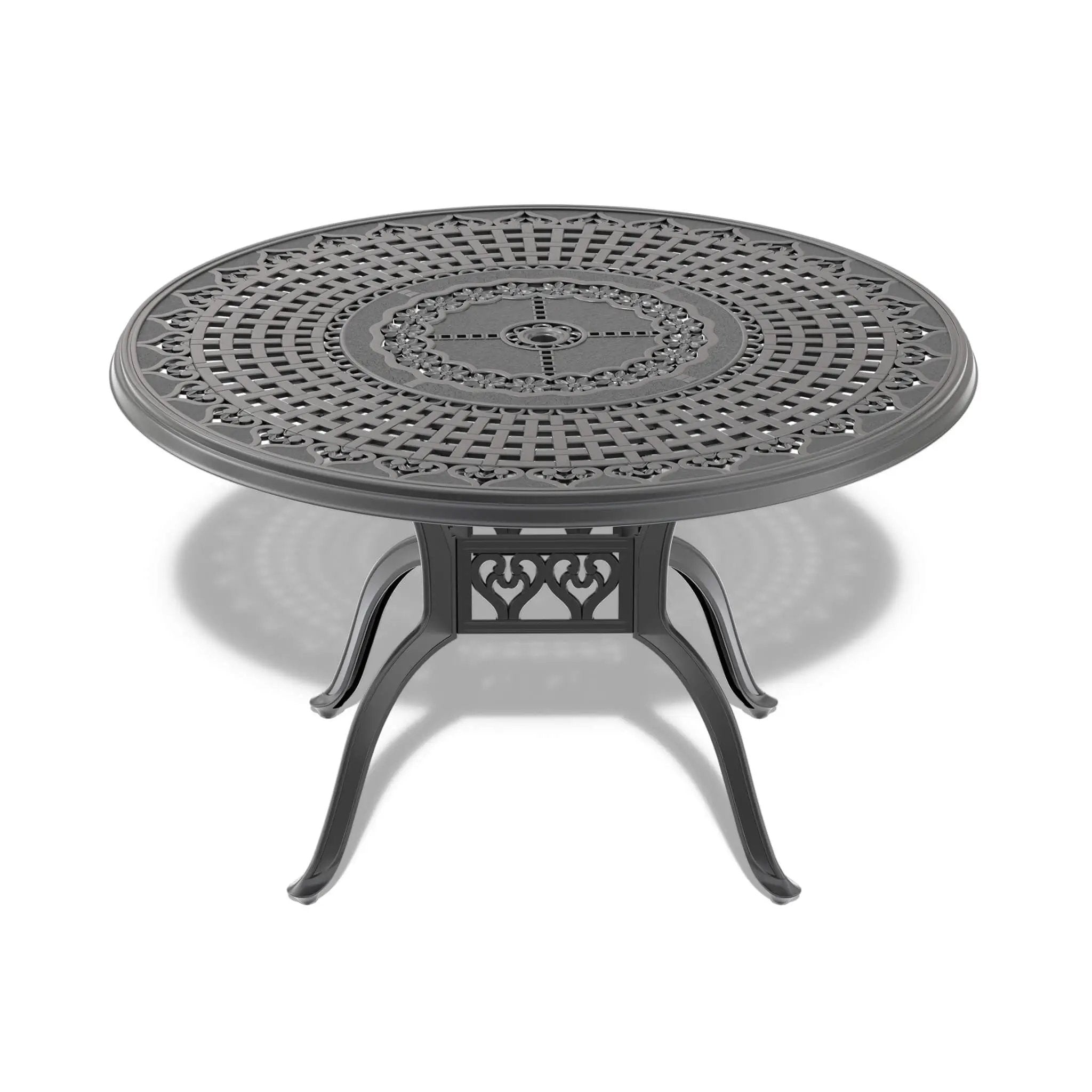 Alora 7-Piece Cast Aluminum Patio Furniture Set With Black Frame And Off-White Cushions (SAK12948) by SAKSBY WHOLESALE