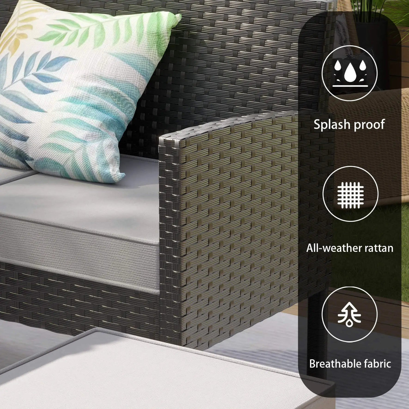 7-Piece Modern Outdoor Patio Furniture Set With Waterproof Cushions & Glass Table (SAK55673) by SAKSBY WHOLESALE