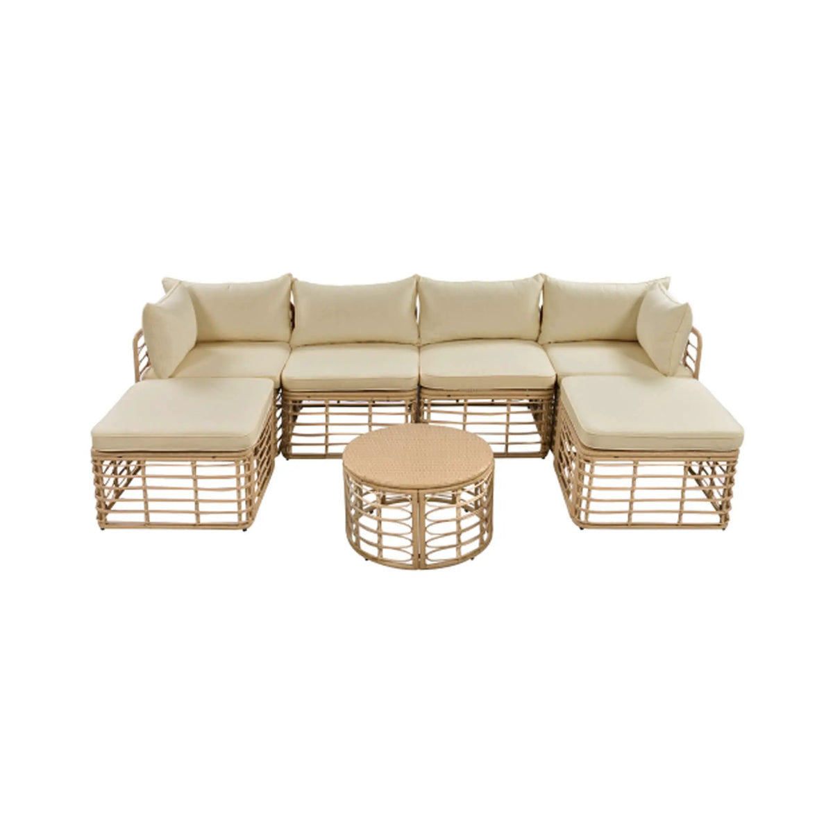 Alora 7-Piece Outdoor All-Weather Rattan Patio Sofa Set With Cushions (SAK47230) by SAKSBY WHOLESALE