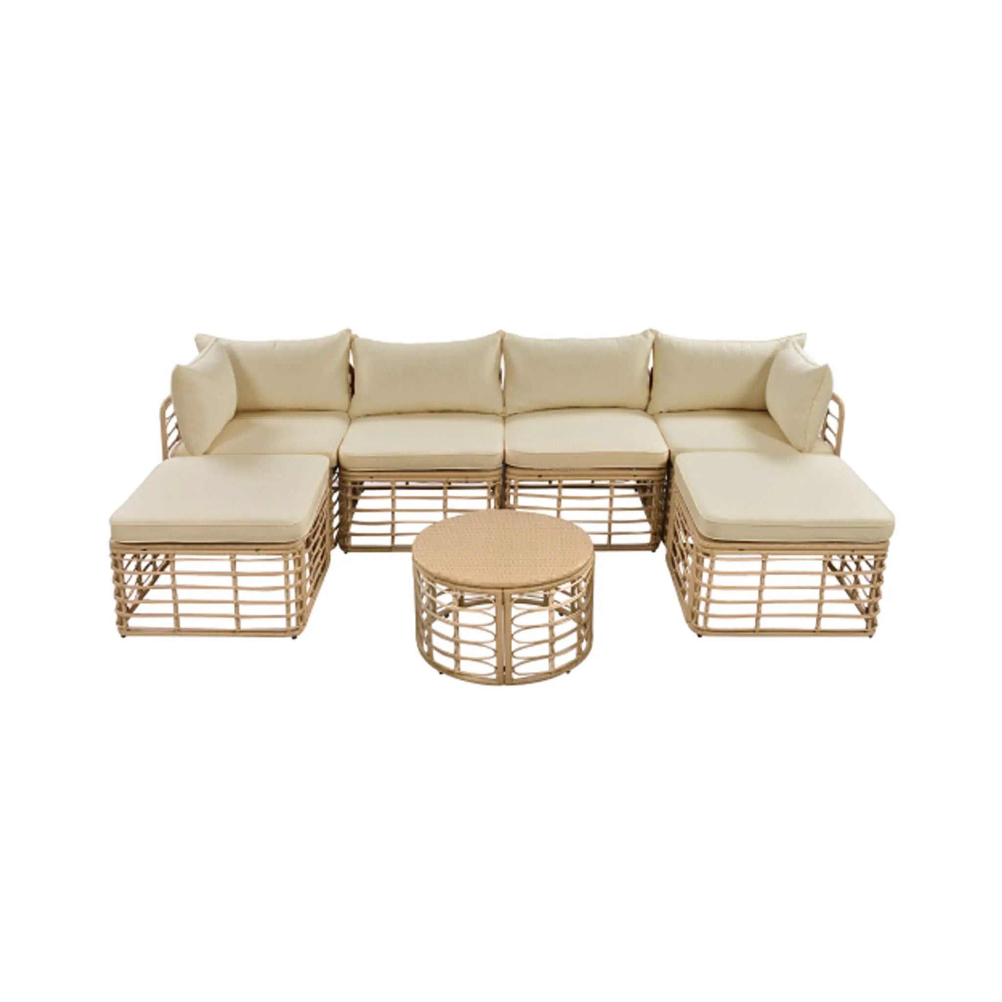 Alora 7-Piece Outdoor All-Weather Rattan Patio Sofa Set With Cushions (SAK47230) by SAKSBY WHOLESALE