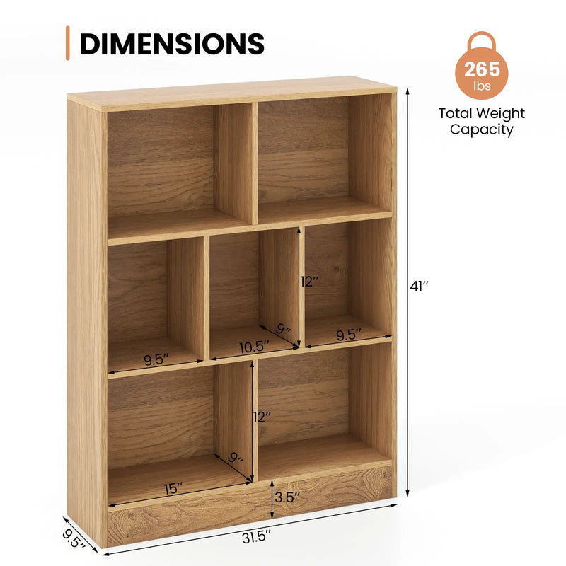 7-Section Freestanding Bookshelf for Kids Room Classroom Daycare Nursery by DirectDeals