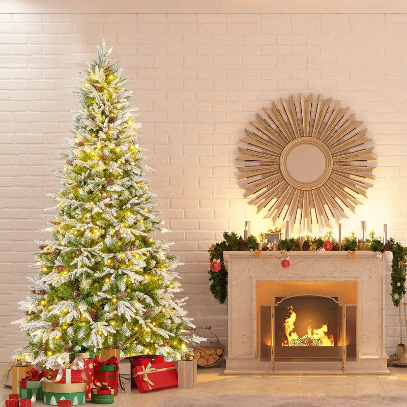 6/7.5/9 FT Pre-Lit Artificial Christmas Tree with 765/1135/1871 Tips and 280/470/690 Warm-White LED Lights by DirectDeals