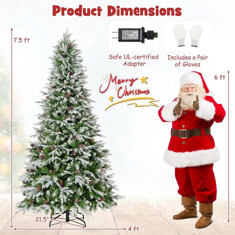 6/7.5/9 FT Pre-Lit Artificial Christmas Tree with 765/1135/1871 Tips and 280/470/690 Warm-White LED Lights by DirectDeals