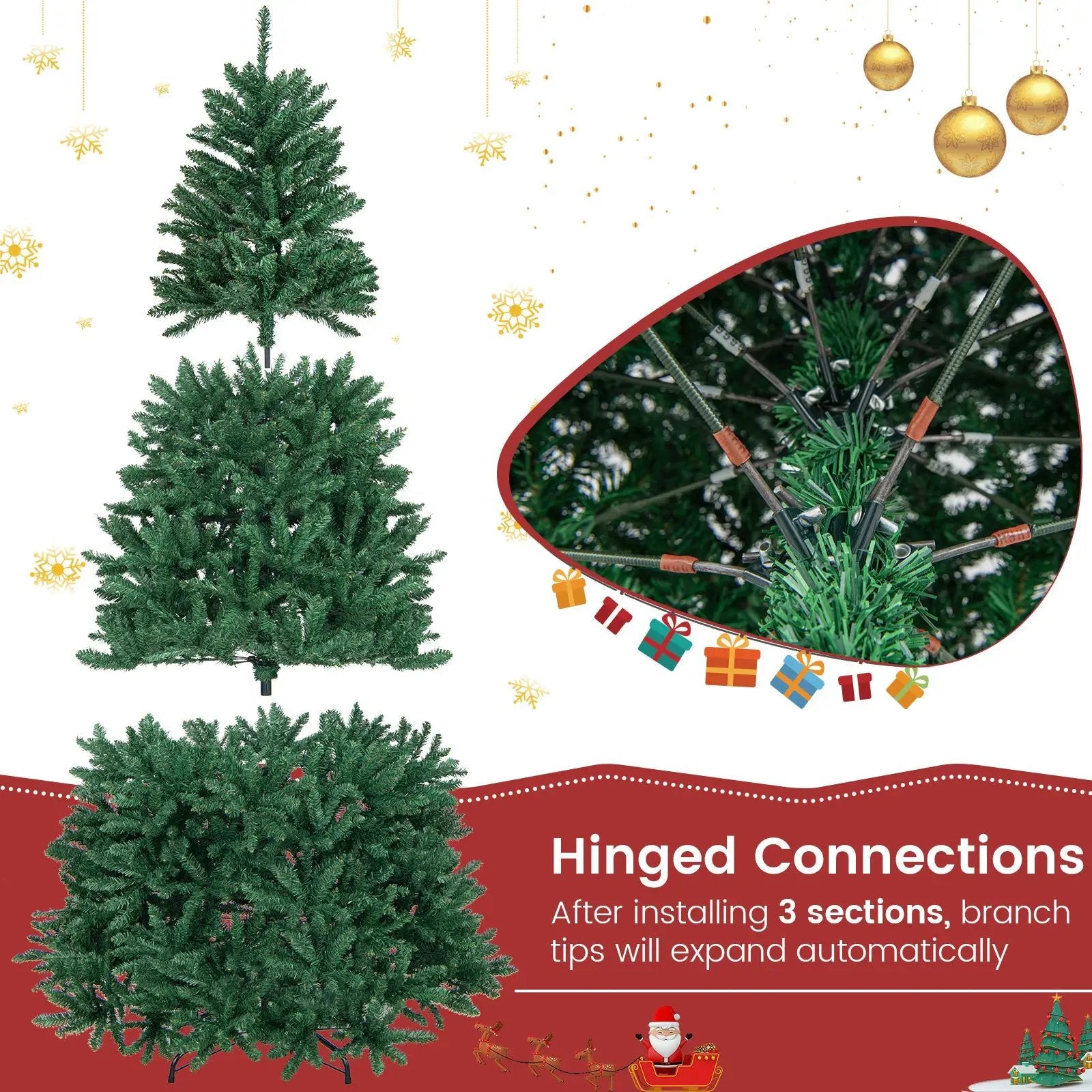 7.5 Feet Artificial Christmas Tree with Folding Metal Stand by DirectDeals