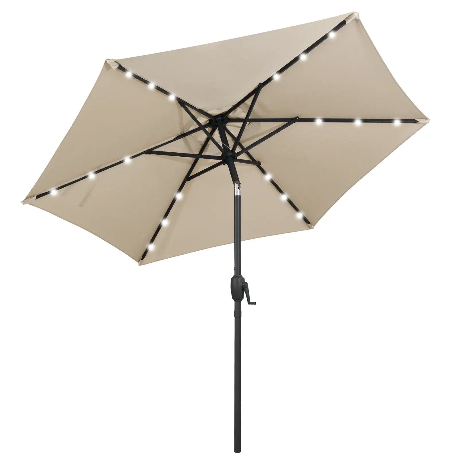 7.5 Feet Solar Powered Patio Umbrella with LED Lights and Crank Handle by DirectDeals