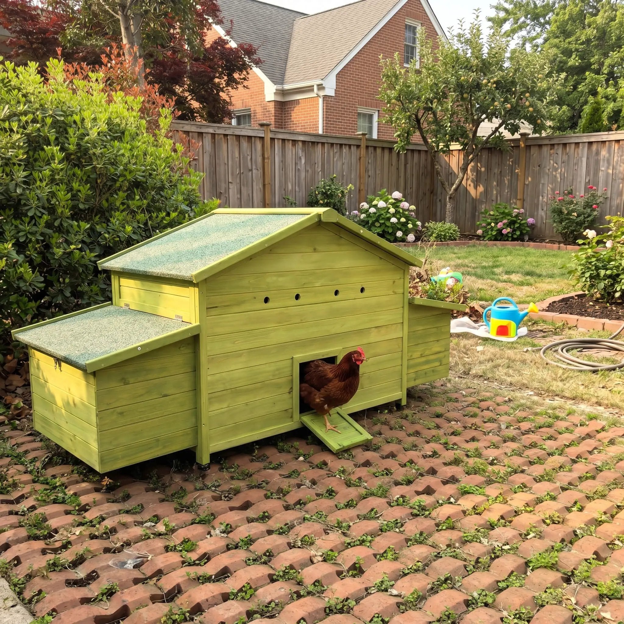 70-Inch Wooden Chicken Coop With Nesting Box, Perch, And Run Doors (SAK74619) by SAKSBY WHOLESALE