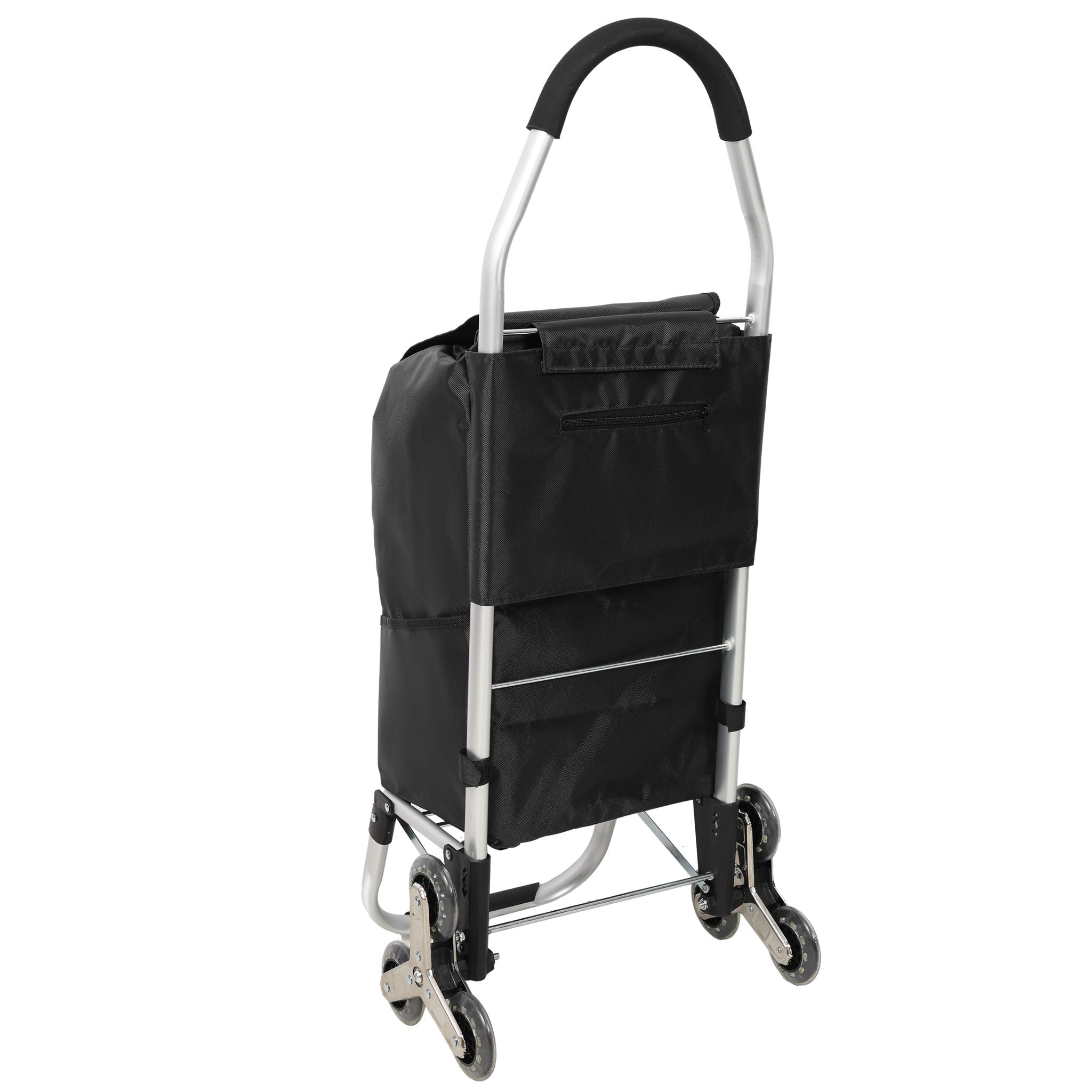 Foldable Shopping Stair Trolley With Triangular Wheels And Removable Waterproof Bag - Black by HouseOfZazla