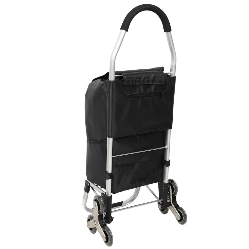 Foldable Shopping Stair Trolley With Triangular Wheels And Removable Waterproof Bag - Black by HouseOfZazla