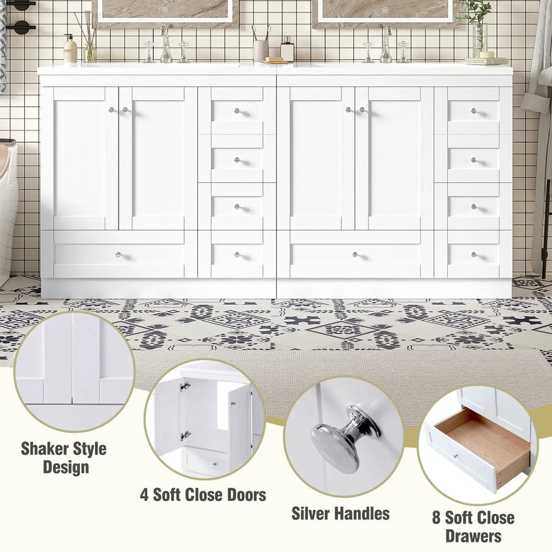 Shaker Free Standing Bathroom Vanity Cabinet & Sink, Soft Close Drawers, Soft Close Doors by Unique Piece Furniture