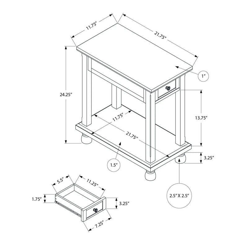 Accent End Table, Storage Drawer, Traditional - Espresso by Unique Piece Furniture